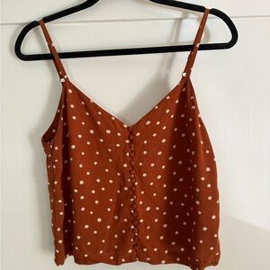 Madewell, Rust Polka Dot Button-Front Cami Top, size 4